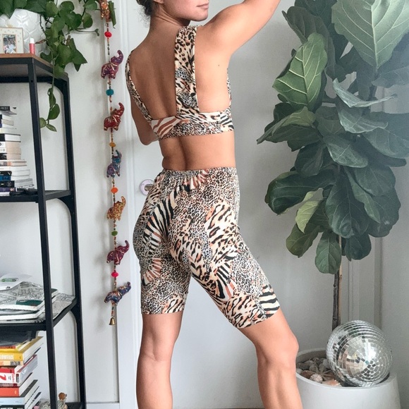 Andi Bagus Leopard Animal Print Matching Bra and bike shorts set, s/m - Picture 3 of 7